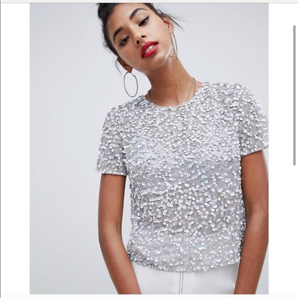 asos sequin crop top